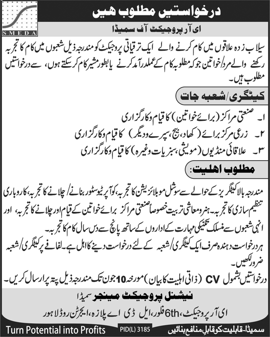 Advisors Required under ER Project of SMEDA