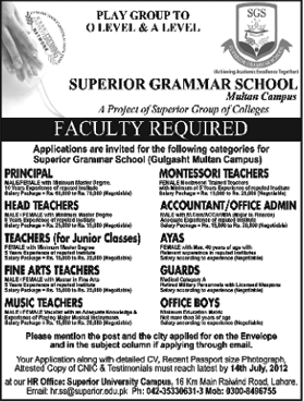 Teaching and Non-Teaching Staff Required at Superior Grammer School