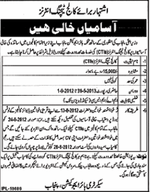 College Teaching Interns (CTIs) Required Under Punjab Higher Education Department (Government Job)