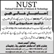 NUST Military College of Signals Requires Staff