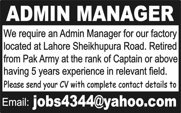 Jobs of Manager Administration