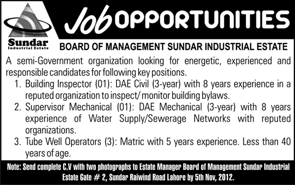 Jobs in Sundar Industrial Estate Lahore
