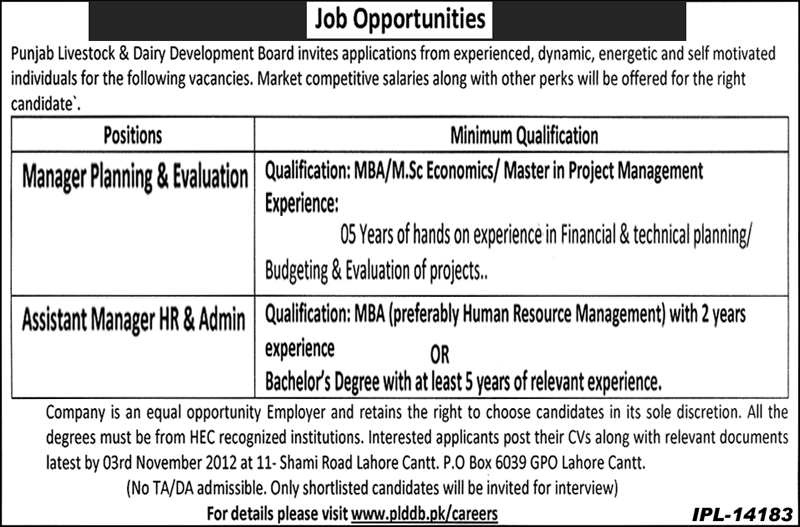 Jobs in Punjab Livestock and Dairy Development Board