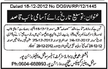 Social Welfare & Bait-ul-Mal Department Rajanpur Job for Naib Qasid - Extension in Date