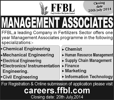 FFBL Management Associates Jobs 2014 July Latest for Trainees