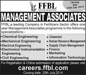 Fauji Fertilizer Bin Qasim Limited Karachi Jobs 2014 July for Management Associates