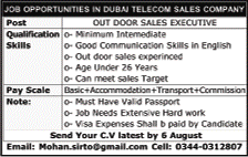 Sales Jobs in Dubai for Pakistani 2014 August in a Telecom Sales Company