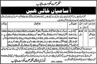 Health Department Punjab Jobs October 2014 Retired Army JCO / Chief Tech as Monitoring & Evaluation (M&E) Assistant
