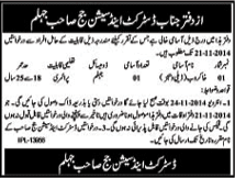 Sweeper / Khakroob Jobs in District and Session Court Jhelum 2014 November