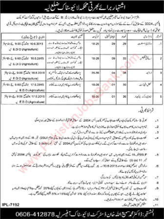 District Livestock Office Layyah Careers 2015 May / June AI Technicians, Veterinary Assistants, Attendant & Others