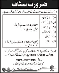 Garrison Officers Mess Rawalpindi Jobs 2015 August Waiters, Cook / Chef & Others