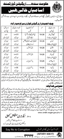 Irrigation Department Sindh Jobs February 2017 March Hyderabad Chowkidar & Others Latest