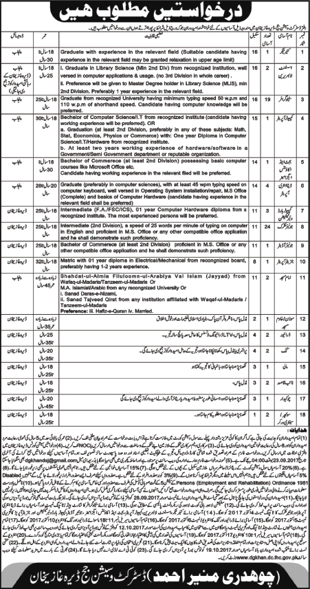 District and Session Court Dera Ghazi Khan Jobs September 2017 Clerks, Stenographers & Others Latest