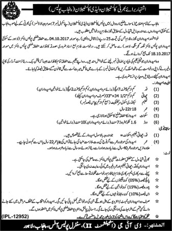 Punjab Police Jobs September 2017 October Constables & Lady Constables Latest Advertisement