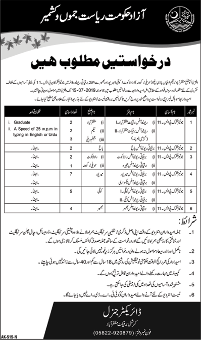 Clerk Jobs in AJK June 2019 at Commercial Electronics Department Latest