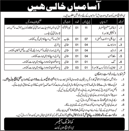 CMH Bannu Jobs 2019 November Sanitary Workers, Driver & Others Combined Military Hospital Latest