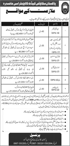 Pakistan Scouts Cadet College Batrasi Mansehra Jobs 2020 May / June Lecturers & Others Latest