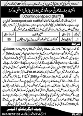 Sanitary Patrol Jobs in Health Department Chiniot July 2020 District Health Authority Latest