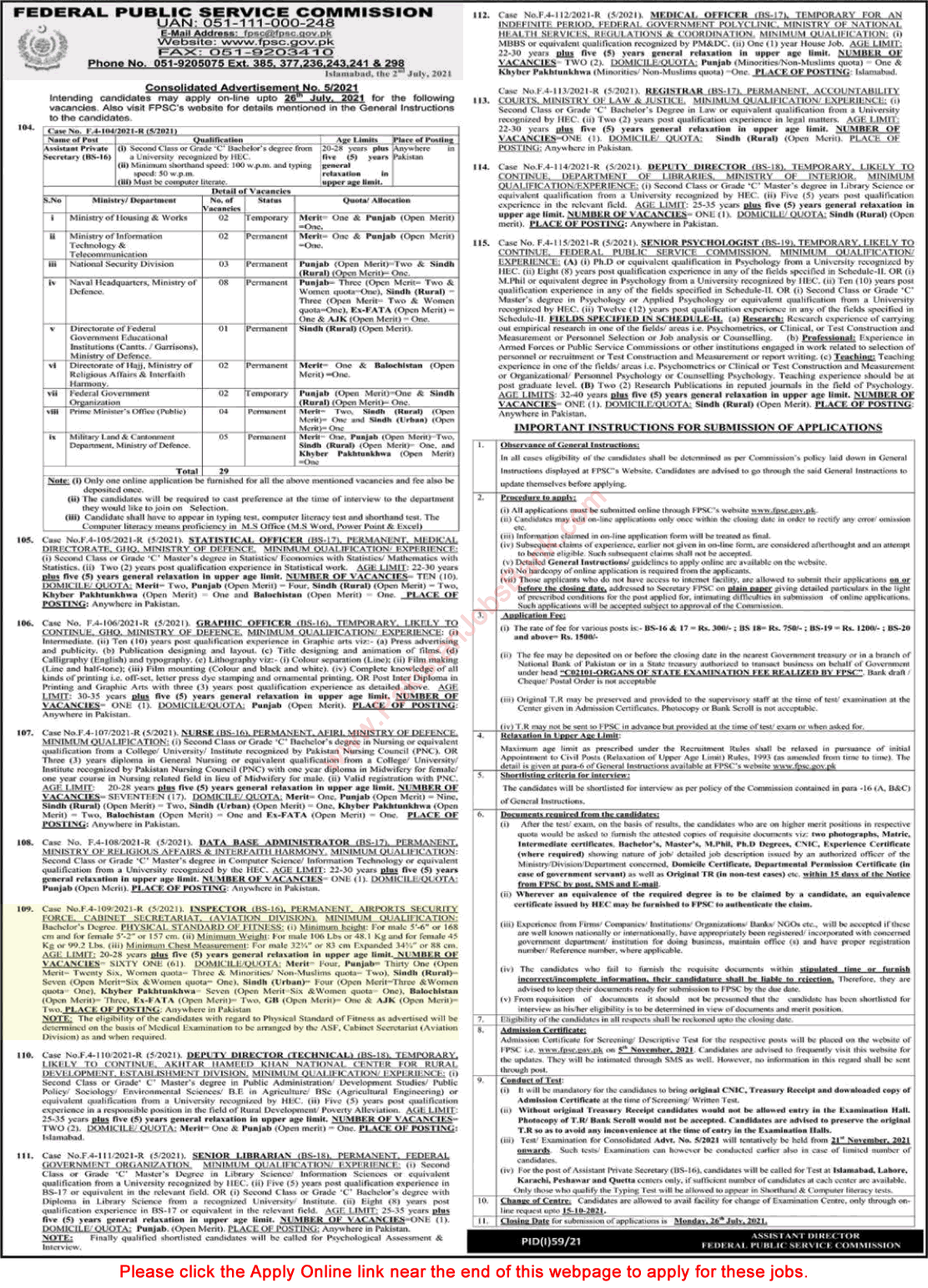Inspector Jobs in Airport Security Force 2021 July FPSC Online Application Form ASF Latest