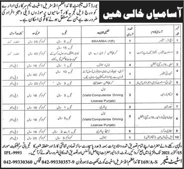 Quaid e Azam Industrial Estate Lahore Jobs September 2021 Sanitary Workers, Drivers & Others Latest