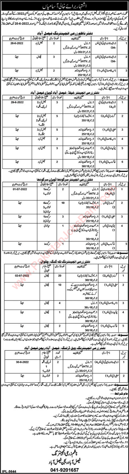 Agriculture Engineering Department Faisalabad Jobs 2022 June Greasers, Helpers & Others Latest