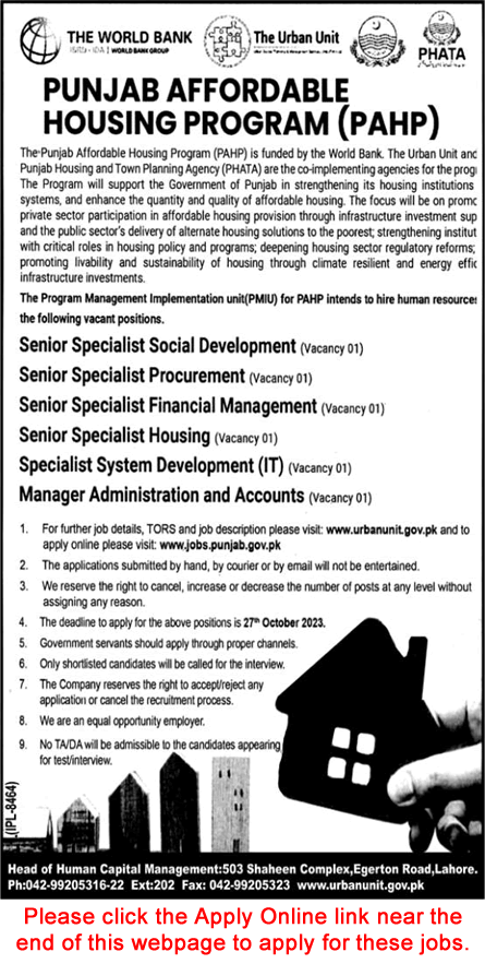 Punjab Affordable Housing Program Jobs 2023 October Apply Online PAHP Latest
