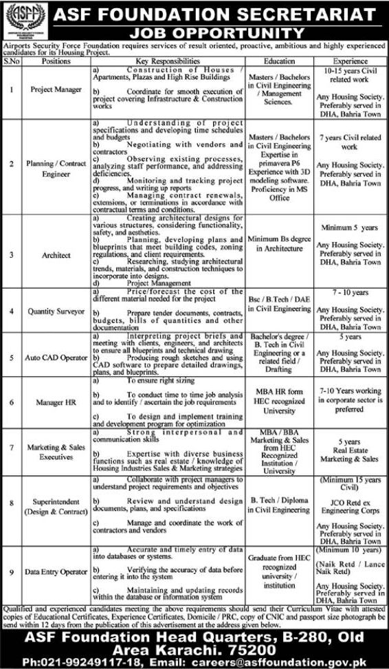 ASF Foundation Jobs 2024 February Data Entry Operator & Others Latest