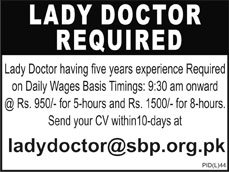 Lady Doctor Job at Daily Wages Basis