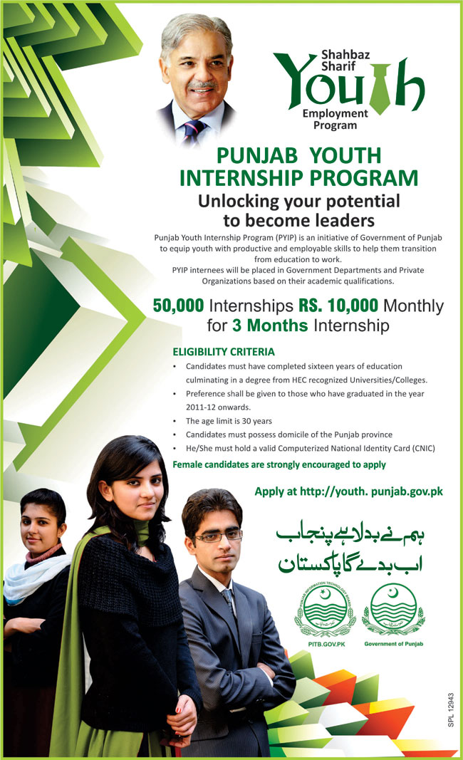 Punjab Internship Program (Government Job) (Shahbaz Sharif Youth Employment Program)
