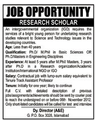 Research Scholar Required