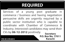 Business or Commerce Post Graduate Required as a Coordinator