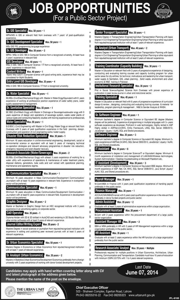 The Urban Unit Lahore Jobs 2014 May Latest Advertisement