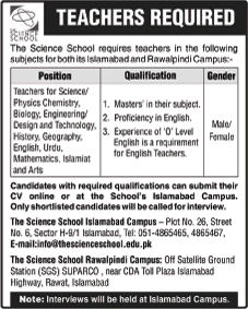 The Science School Jobs 2014 May for Teaching Faculty