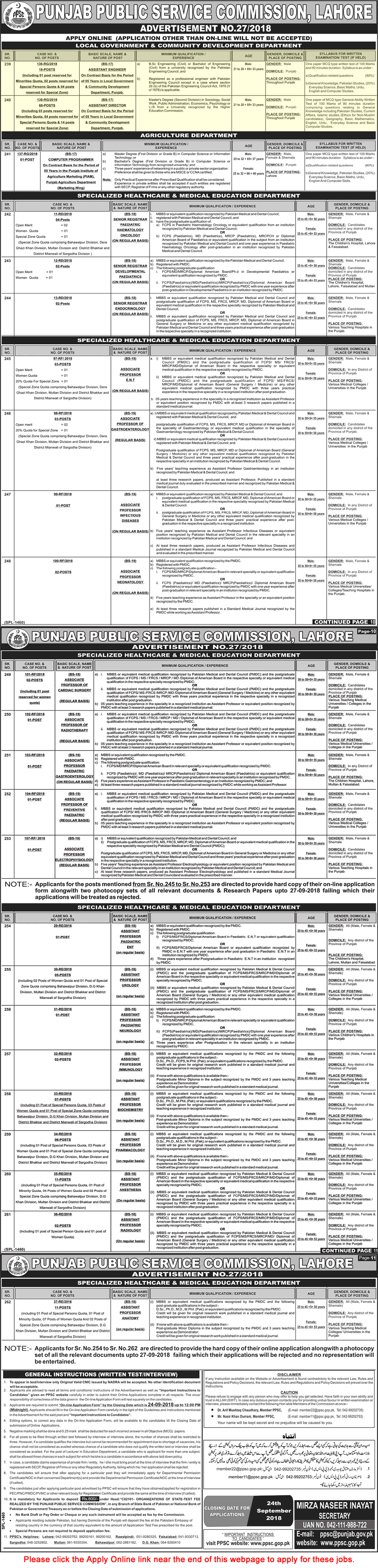 Local Government and Community Development Department Punjab Jobs September 2018 PPSC Apply Online Latest
