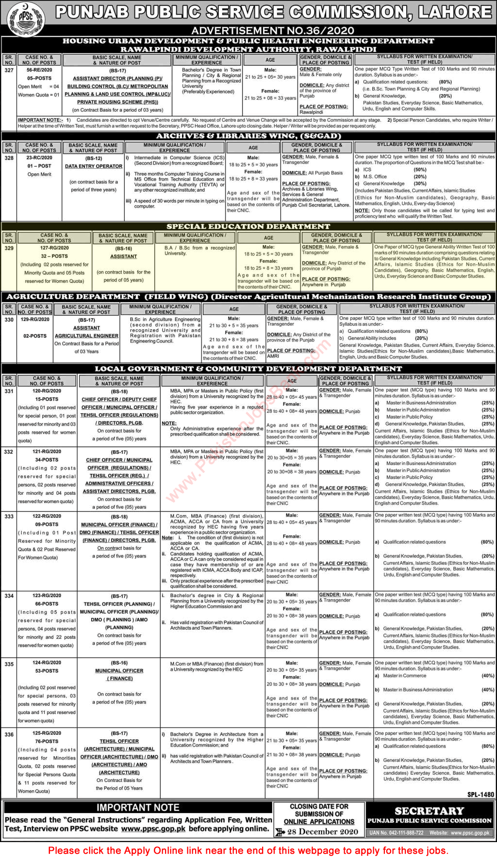 Assistant Jobs in Special Education Department Punjab December 2020 PPSC Apply Online Latest