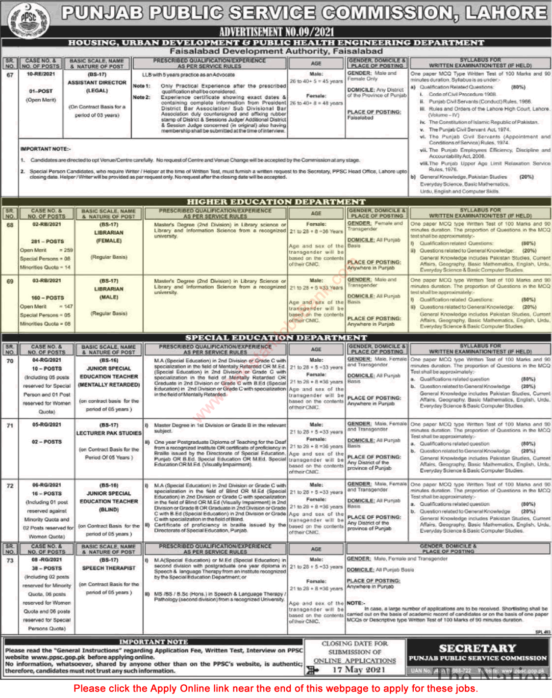 Librarian Jobs Higher Education Department Punjab May 2021 PPSC Apply Online Latest