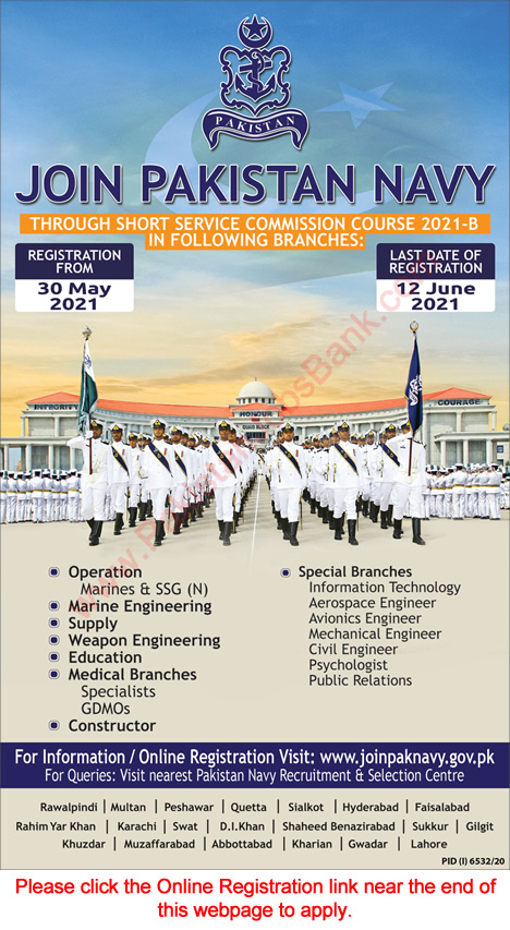 Join Pakistan Navy through Short Service Commission Course 2021-B Online Registration Latest / New