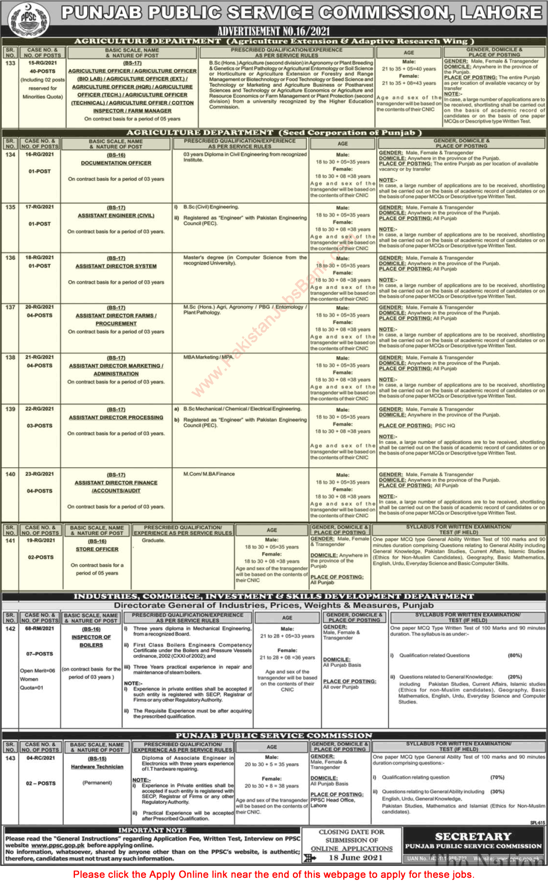 Agriculture Department Punjab Jobs June 2021 PPSC Apply Online Agriculture Officers & Others Latest