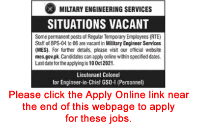 Military Engineering Services Jobs 2021 September MES Online Apply Motor Pump Attendants, Pipe Fitters & Others Latest