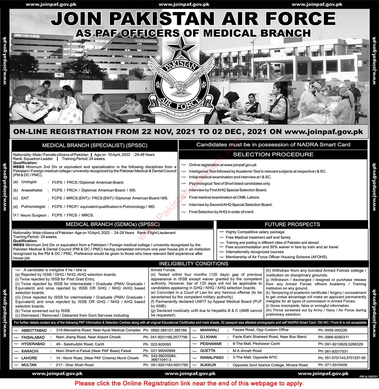 Join Pakistan Air Force as PAF Officer November 2021 in Medical Branch Online Registration SPSSC Latest