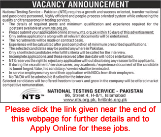 National Testing Service Pakistan Jobs March 2022 NTS Online Apply Latest