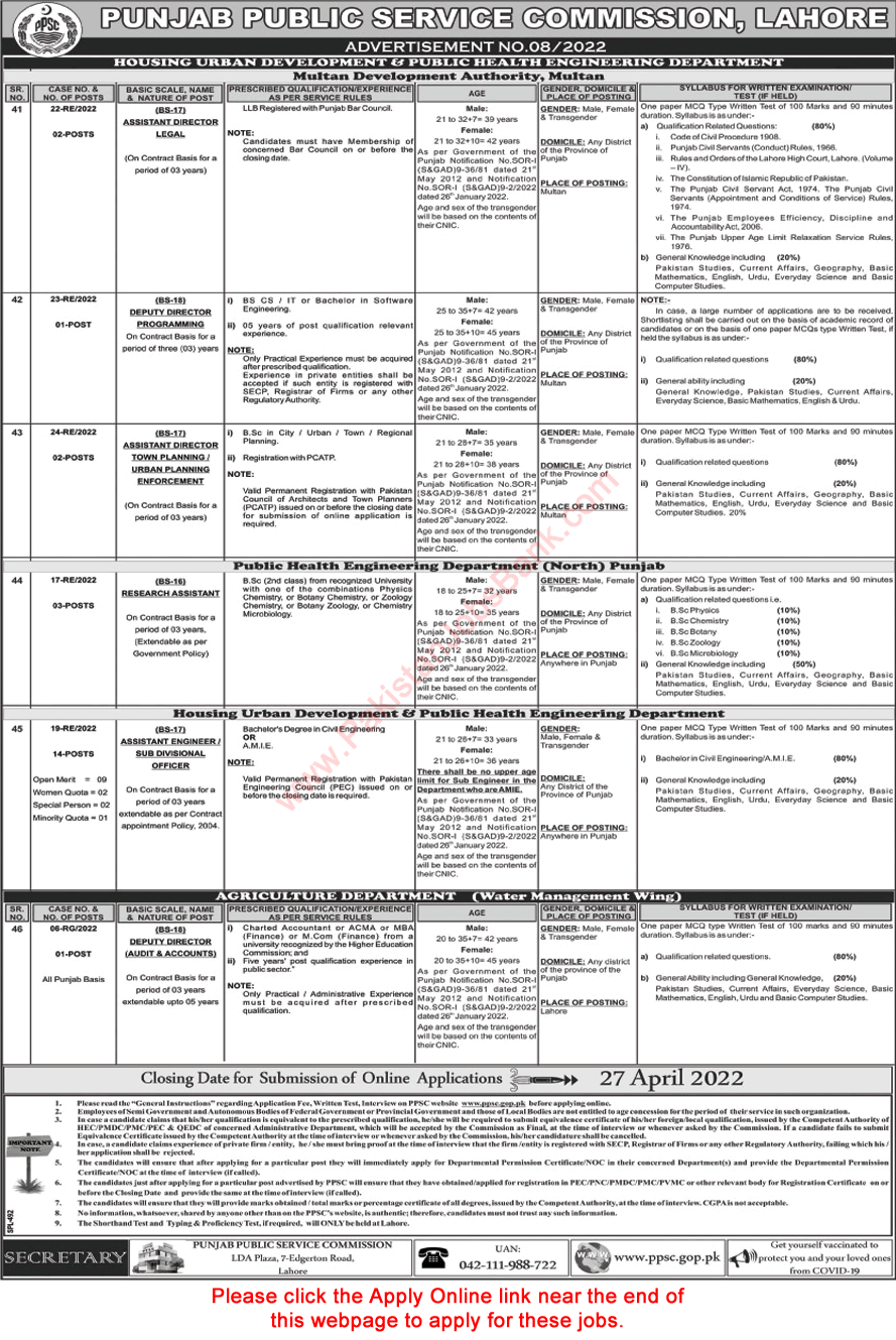 PPSC Jobs April 2022 Apply Online Consolidated Advertisement No 08/2022 8/2022 Latest