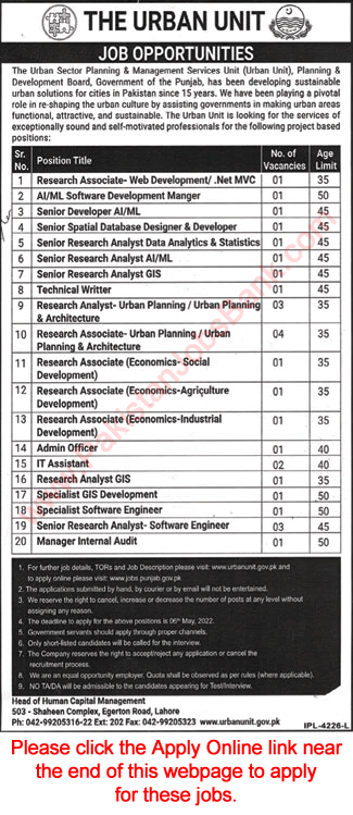 The Urban Unit Lahore Jobs April 2022 Online Apply Research Analysts / Associates & Others Latest