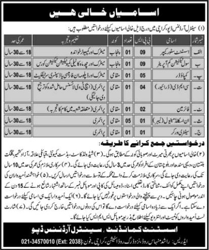 Central Ordnance Depot Karachi Jobs July 2023 USM Labour, Driver & Others COD Latest