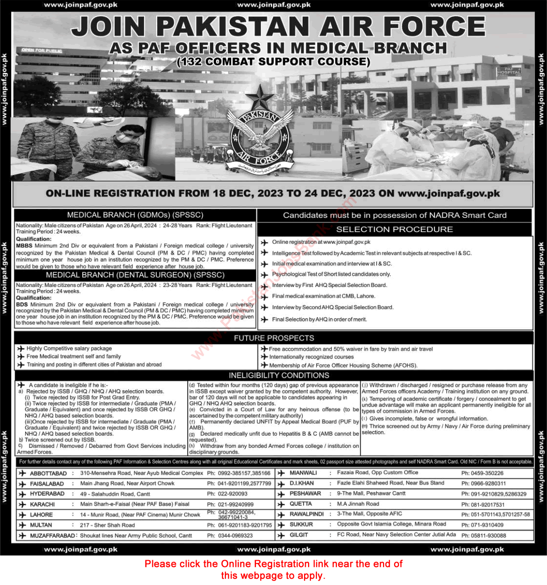 Join Pakistan Air Force Medical Branch December 2023 GDMO & Dental Surgeons through SPSSC Online Registration Latest
