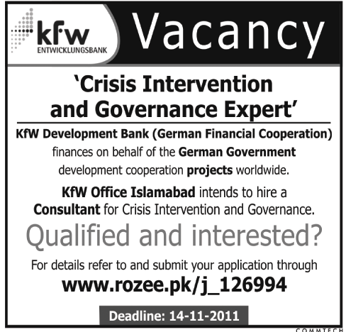 KFW Required Crisis Intervention and Governance Expert