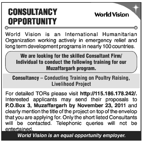 Consultant Required by World Vision