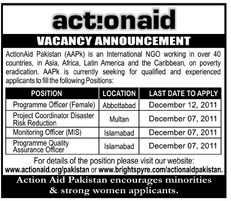 Action Aid Pakistan Jobs Opportunity