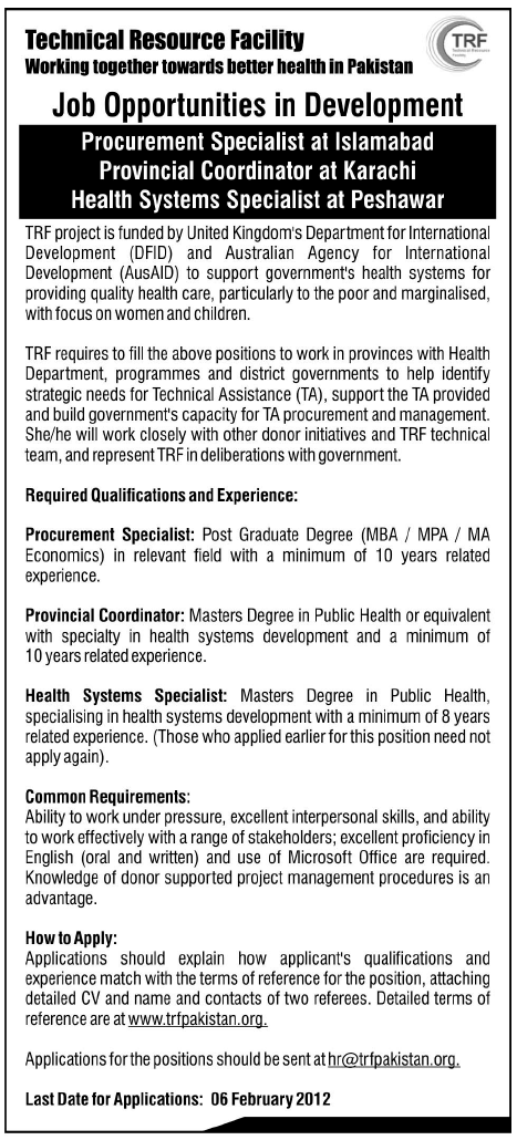 Technical Resource Facility Jobs Opportunity