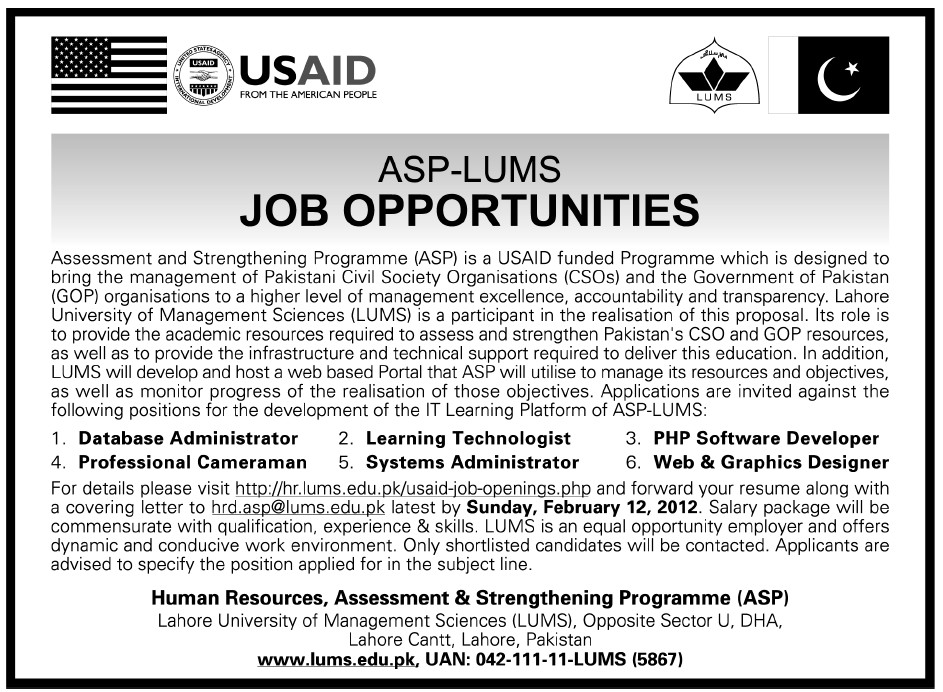 ASP-LUMS Jobs Opportunity